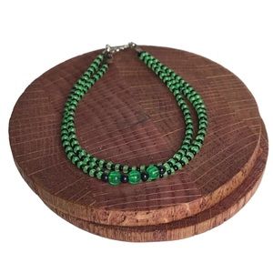 Green & Black Beaded Stackable Bracelet